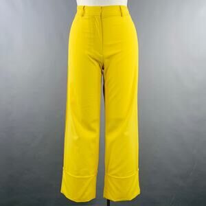 ROCHAS Size L Neon Yellow Wool Cropped Casual Pants